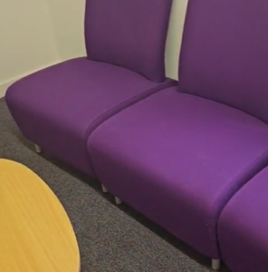 7 - SENATOR TAPIR RECEPTION CHAIRS IN PURPLE - VGQ + VGC + VERY STYLISH - HUGE SAVING ON NEW -